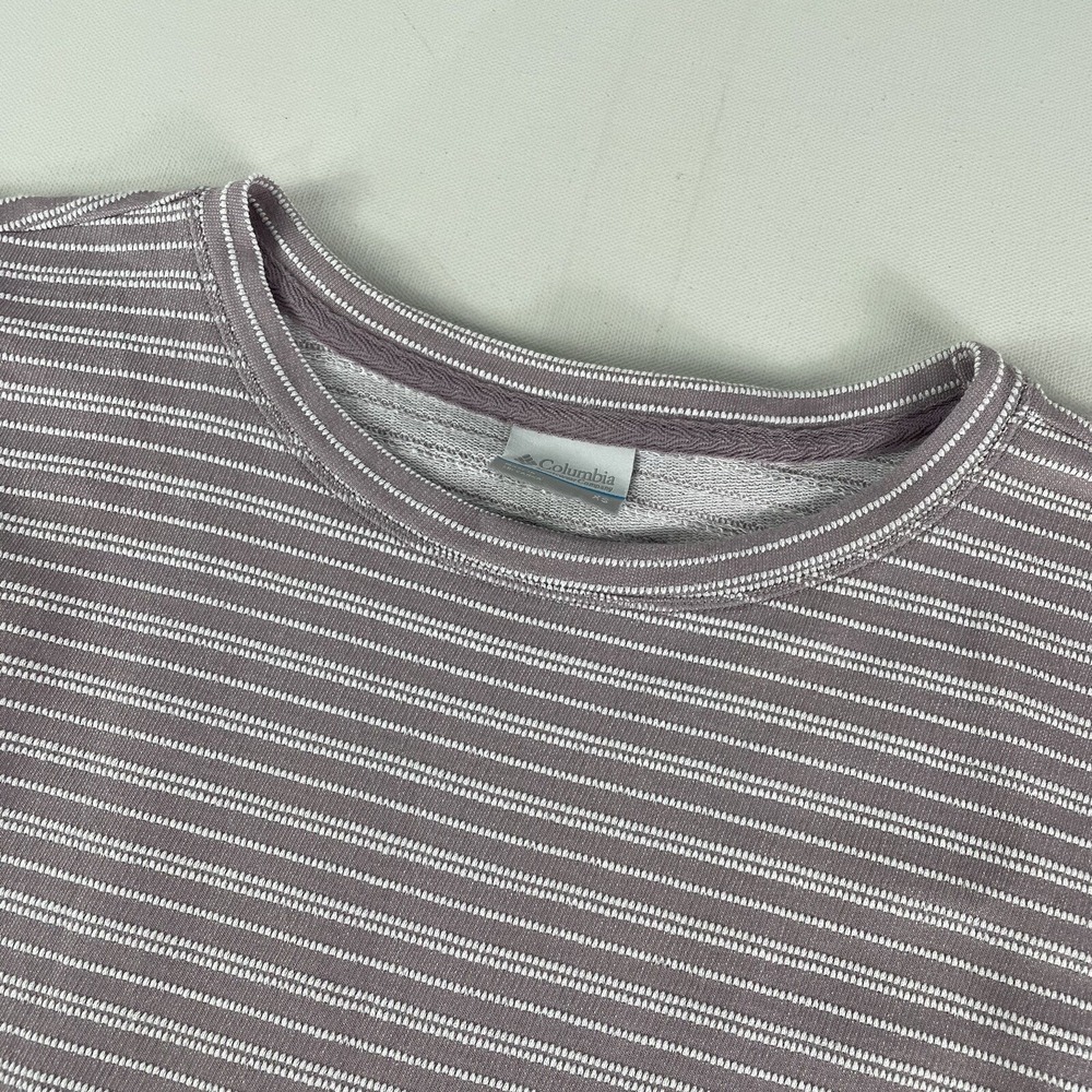 Columbia Top Shirt Women's XS 3/4 Sleeve Purple Textured Stripes Cotton Ladies
